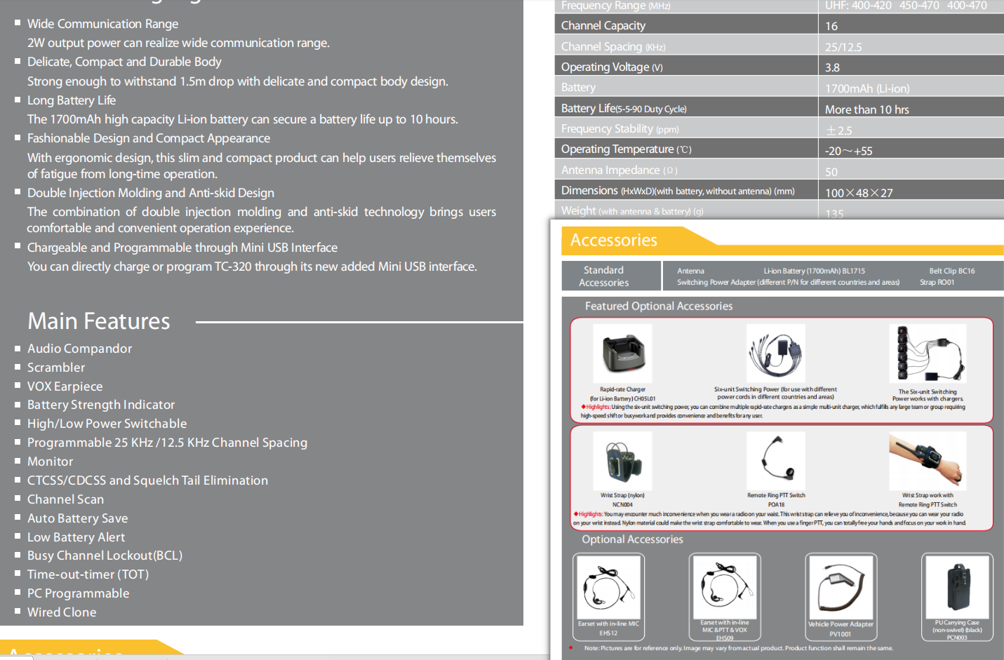 Hytera TC320 detail view